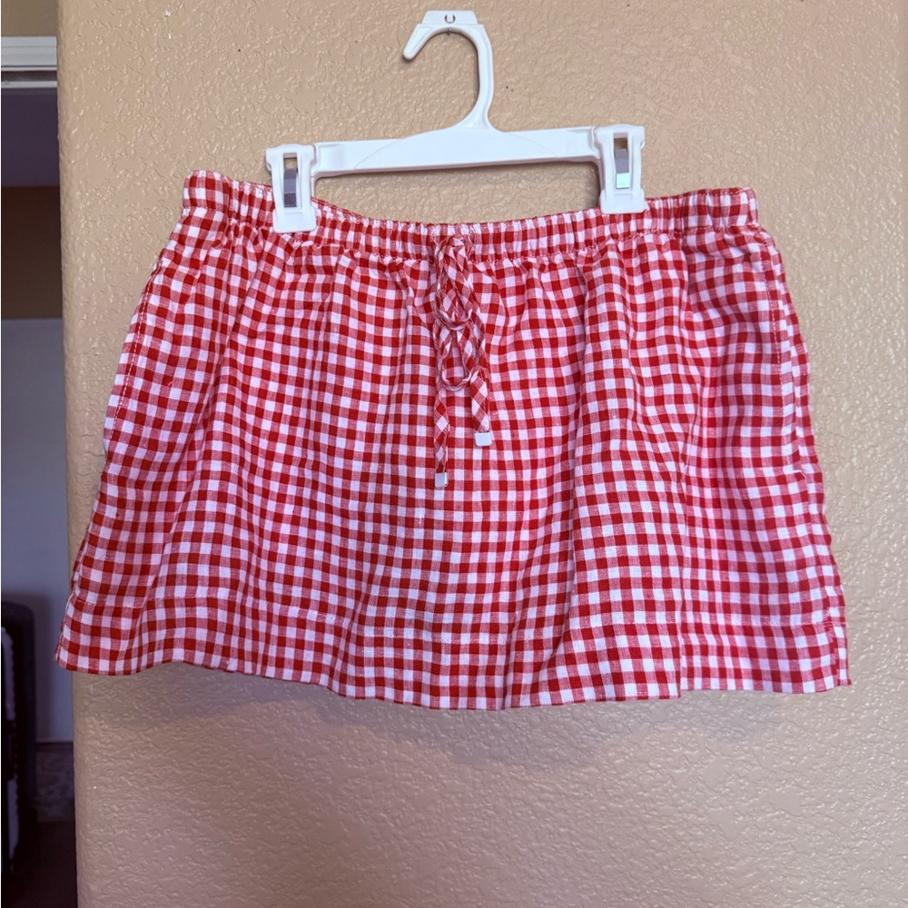C&C California Red Checkered Skater Skirt